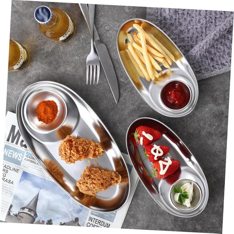 3 Pcs Stainless Steel Dipping Bowls For Condiments Sauces Snack Plates - Image 2